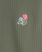 Toute-petit fille - Ensemble 2 pi&egrave;ces en serg&eacute; haut manches longues et pantalon &agrave; motif floral - Vert olive/Cr&egrave;me, image 3 sur 3 diapositives