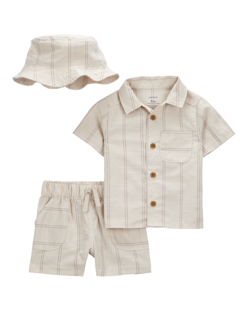 Baby 3-Piece Striped Little Short & Hat Set, 