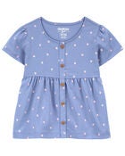 Baby Strawberry Print Button-Front Top, image 1 of 3 slides