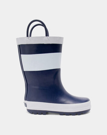 Tout-petit gar&ccedil;on - Bottes de pluie ray&eacute;es - Marine/Blanc, 