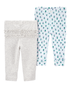 Bébé Emballage de 2 pantalons à enfiler à motifs de fleurs, image 1 sur 10 diapositives
