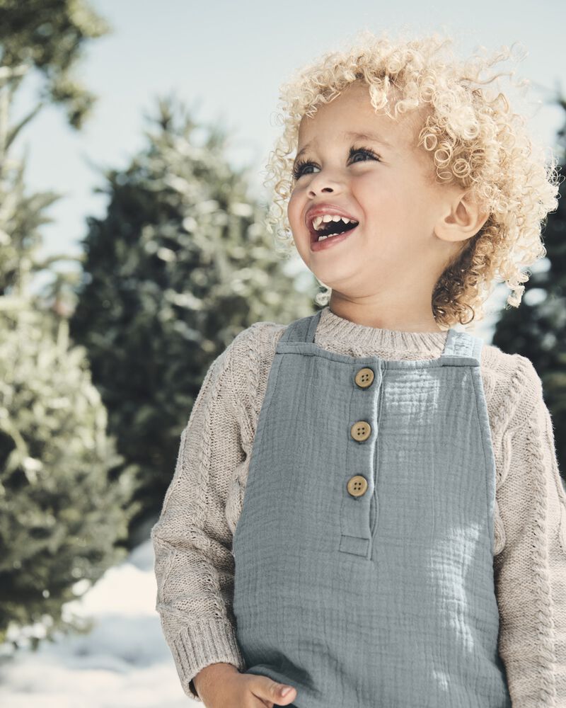 Toddler Organic Cotton Gauze Overalls, image 5 of 6 slides