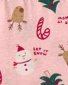 Girls Christmas Long-Sleeve Dress - Pink, image 3 of 4 slides