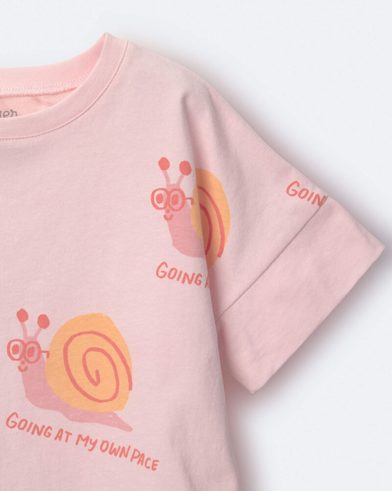 Tout-petit fille - T-shirt &agrave; coupe asym&eacute;trique &agrave; manches chauve-souris, escargot &laquo;My Own Pace&raquo; - Ros&eacute;, image 4 sur 6 diapositives