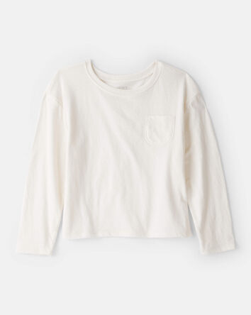 Filles - T-shirt &agrave; poche - Blanc, 