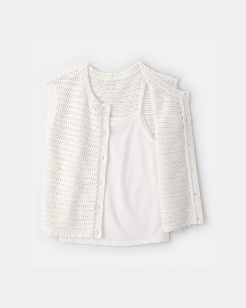 Filles - Ensemble 2 pi&egrave;ces avec gilet - Blanc, image 1 sur 4 diapositives