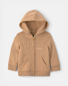 Baby Boy Oshkosh Fleece Logo Zip Hoodie - Brown, image 1 of 3 slides