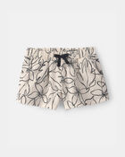 Toddler Girl Floral Crinkle Shorts - Cream, image 1 of 6 slides
