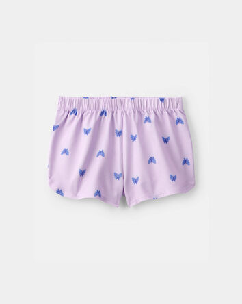 Toddler Girl Butterfly Short-Sleeve Loose Fit 2-Piece pyjama Set - Purple, 