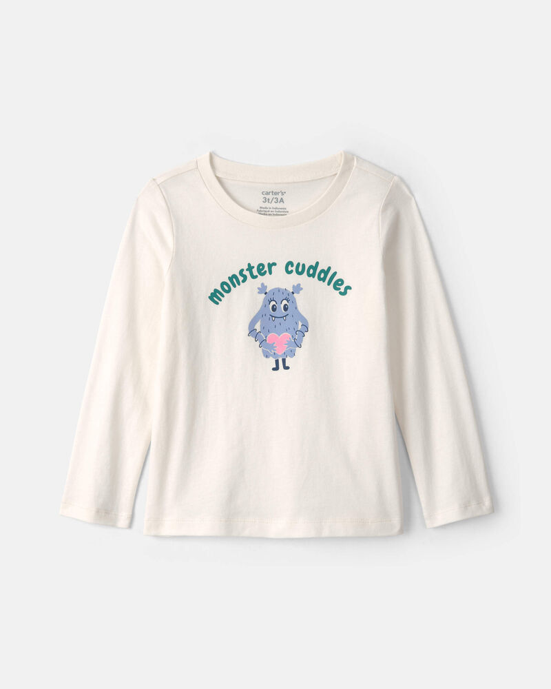 Toute-petit fille - T-shirt manches longues &agrave; imprim&eacute; &laquo;Monster Cuddles&raquo; &ndash; Cr&egrave;me, image 1 sur 2 diapositives