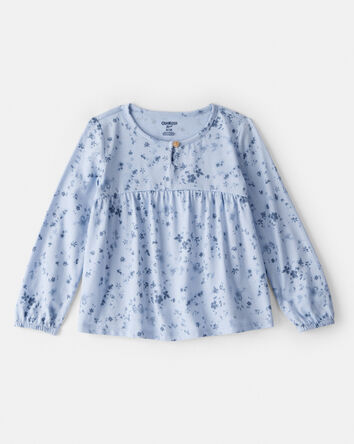 Toddler Girl Floral Top - Blue, 