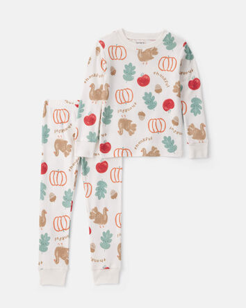 B&eacute;b&eacute; - Pyjama ajust&eacute; 2 pi&egrave;ces en 100 % coton &agrave; th&egrave;me Action de gr&acirc;ce &ndash; Cr&egrave;me, 