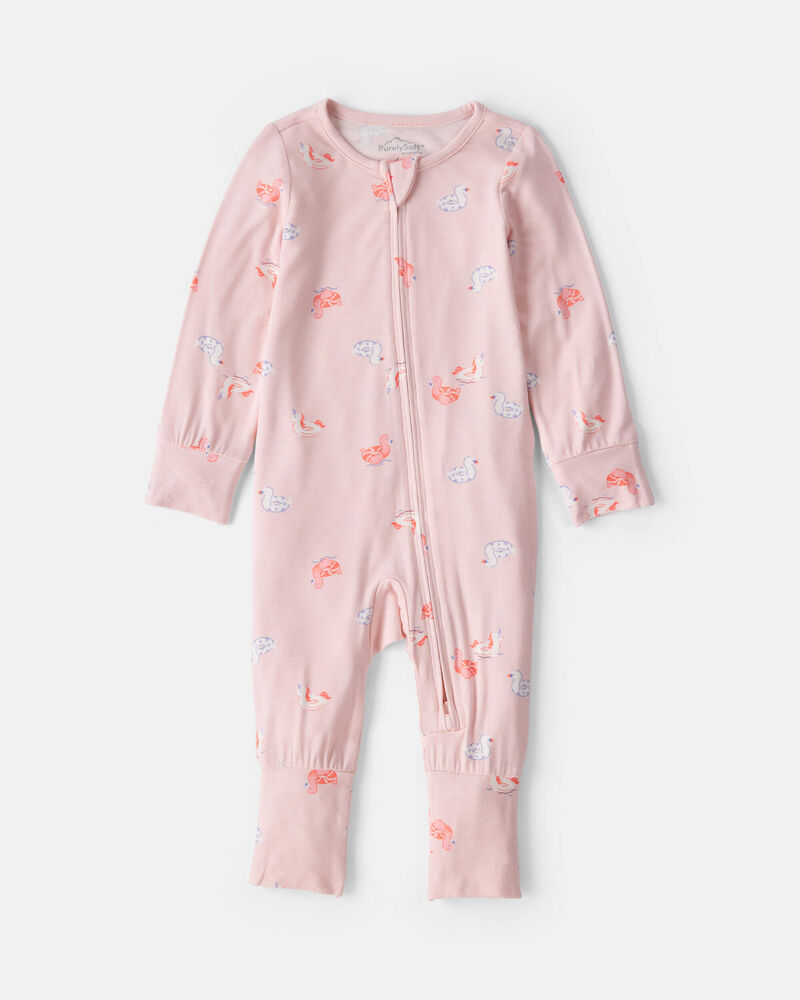 Baby Girl Flamingo PurelySoft&trade; Snug Fit Sleeper - Pink, image 2 of 9 slides