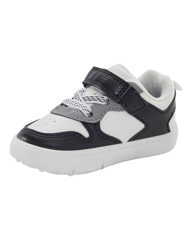 Baby Every Step® First Walker  Faux Leather Fashion Sneakers - White/Black, image 7 of 7 slides