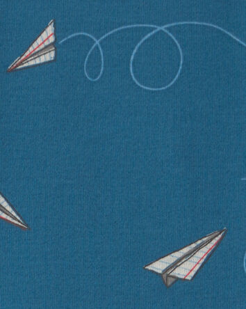 Toddler Boy Paper Airplane 100% Cotton 2-Piece Pyjama Set - Navy Blue, 