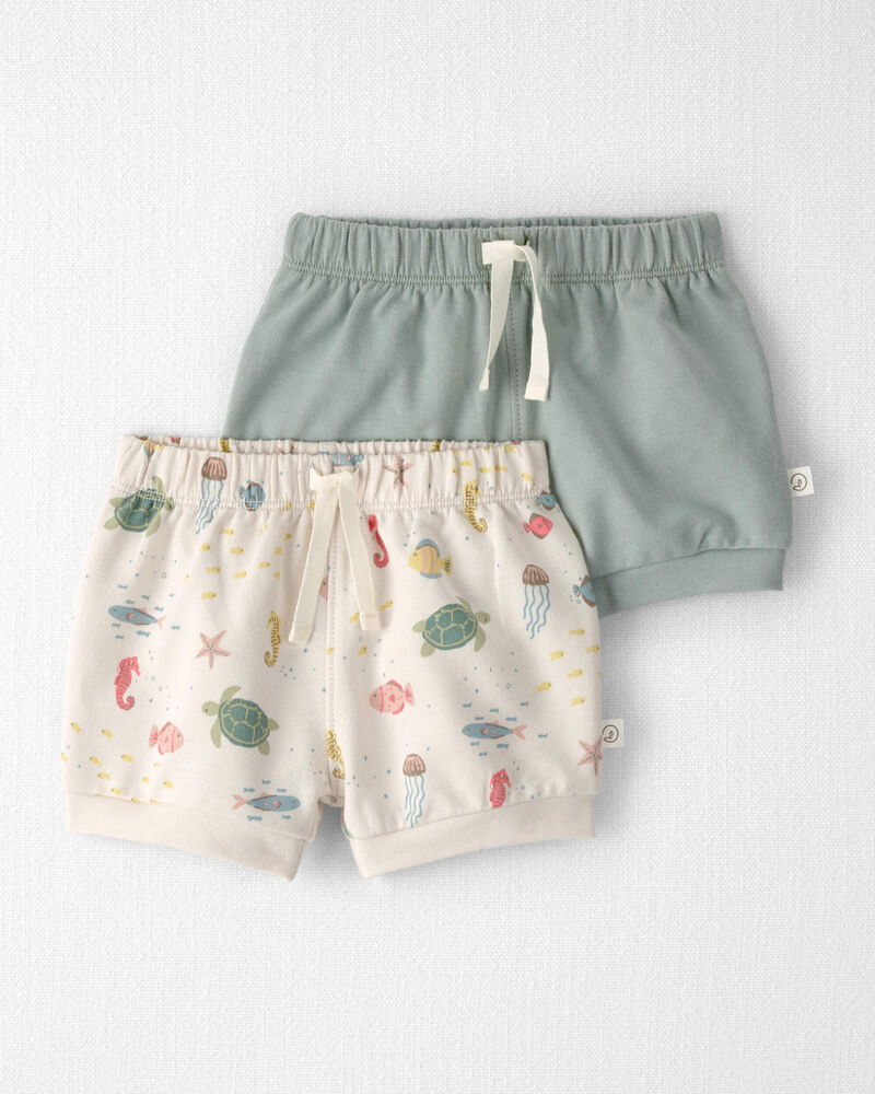 Baby Girl 2-Pack French Terry Shorts in Under The Sea, image 1 of 6 slides