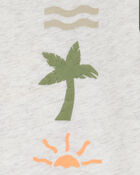 Bébé T-shirt à manches courtes en coton mélangé à imprimé tropical - Gris, image 3 sur 4 diapositives