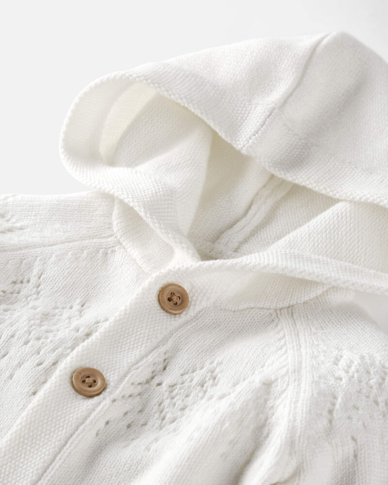 Baby Organic Cotton Sweater Knit Pointelle Jumpsuit, image 2 of 5 slides