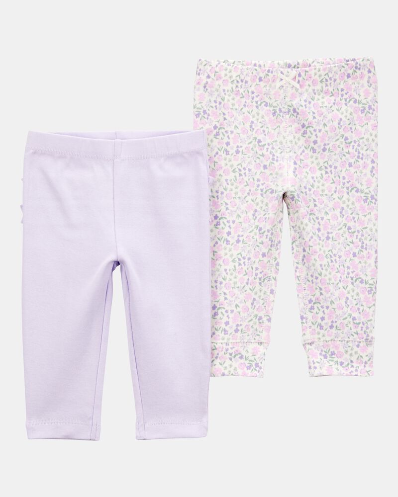 B&eacute;b&eacute; fille - Emballage de 2 pantalons &agrave; fleurs, image 1 sur 4 diapositives