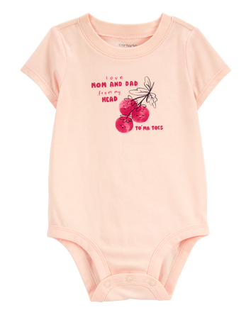 Baby Mom And Dad Tomatoes Short-Sleeve Bodysuit, 