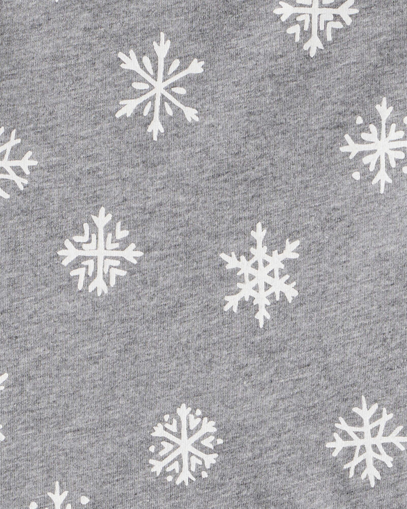 Girls Snowflake Print Cotton Long-Sleeve Dress - Grey, image 3 of 4 slides