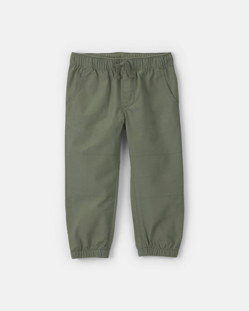 Toddler Boy Canvas Joggers - Olive Green, image 1 of 4 slides