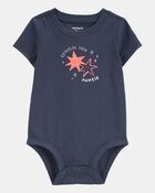 Baby Sparkle Like Auntie Short-Sleeve Bodysuit - Grey, image 1 of 3 slides