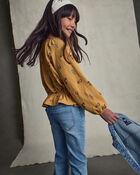 Filles - Jean en denim &agrave; jambe &eacute;vas&eacute; et motif floral &ndash; D&eacute;lav&eacute; clair, image 5 sur 7 diapositives