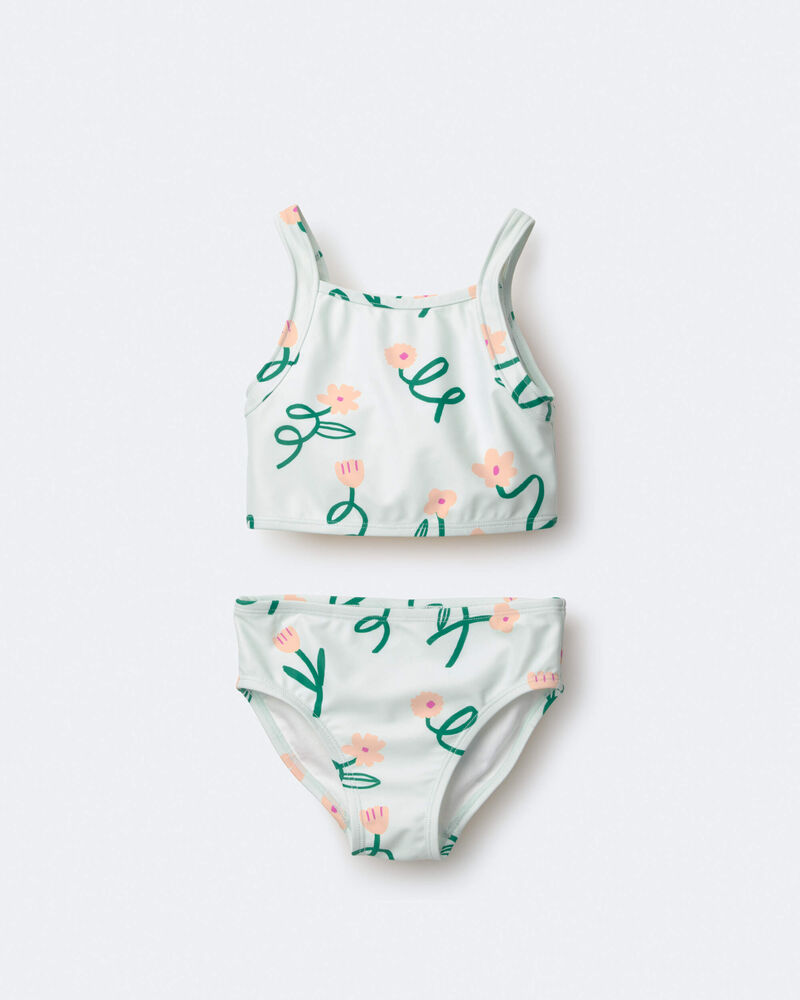Toddler Girl Tankini in Floral Print - Light Green, image 2 of 7 slides