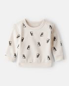 Baby Boy Penguin Print Fleece Sweatshirt - Cream, image 1 of 3 slides