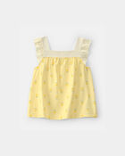 Girls Floral Sleeveless Loose Fit 2-Piece Pyjama Set - Yellow, image 3 of 5 slides