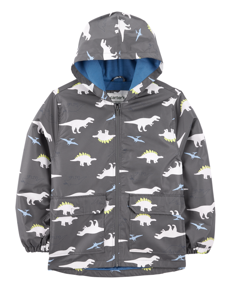 Dinosaur Colour Changing Rain Jacket - Grey, image 1 of 6 slides