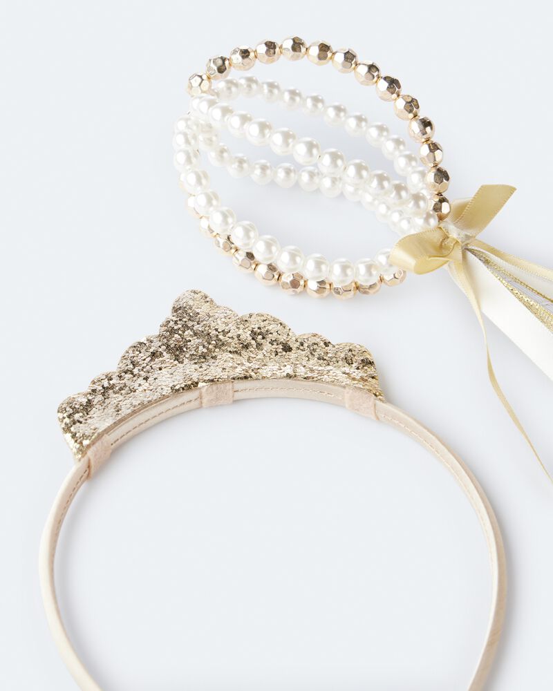 Toddler Girl 2-Pack Crown & Septer Set - Gold/Pearl, image 5 of 11 slides