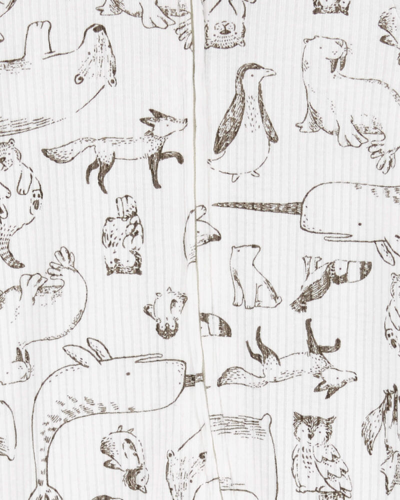 Baby Animal Print 2-Way Zip Thermal Sleeper Pyjamas, image 2 of 3 slides
