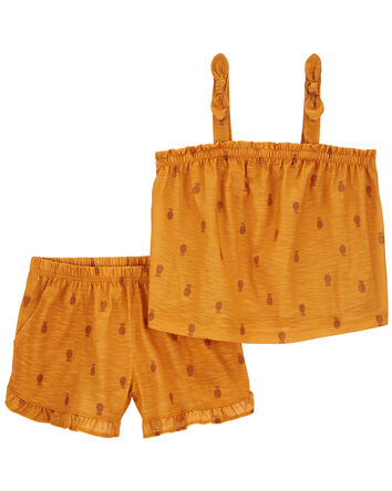2-Piece Pineapple Loose Fit Pyjama Set, 