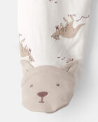 Baby Kangaroo 2-Way Zip 100% Cotton Sleeper - Cream, image 5 of 6 slides