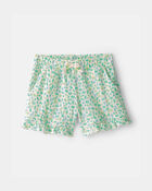 Toddler Girl Ruffle-Trim Floral Fashion Shorts - Green, image 1 of 4 slides