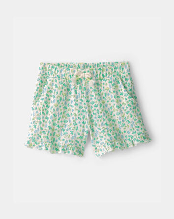 Tout-petit fille - Short mode &agrave; ourlet festonn&eacute; &agrave; motif floral - Vert, 