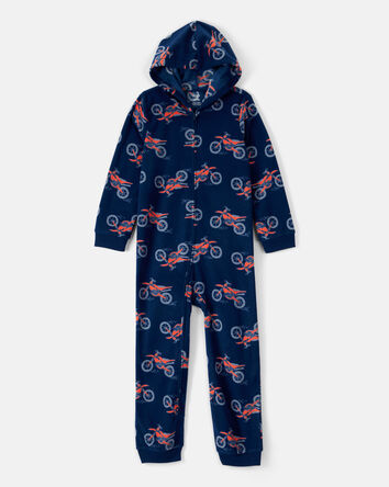 Boys Motorcycle Long-Sleeve Loose Fit 1-Piece Pyjamas - Navy, 