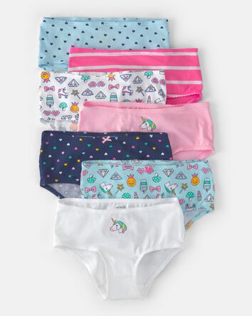 Girls 7-Pack Blue Unicorn Brief Underwear, 