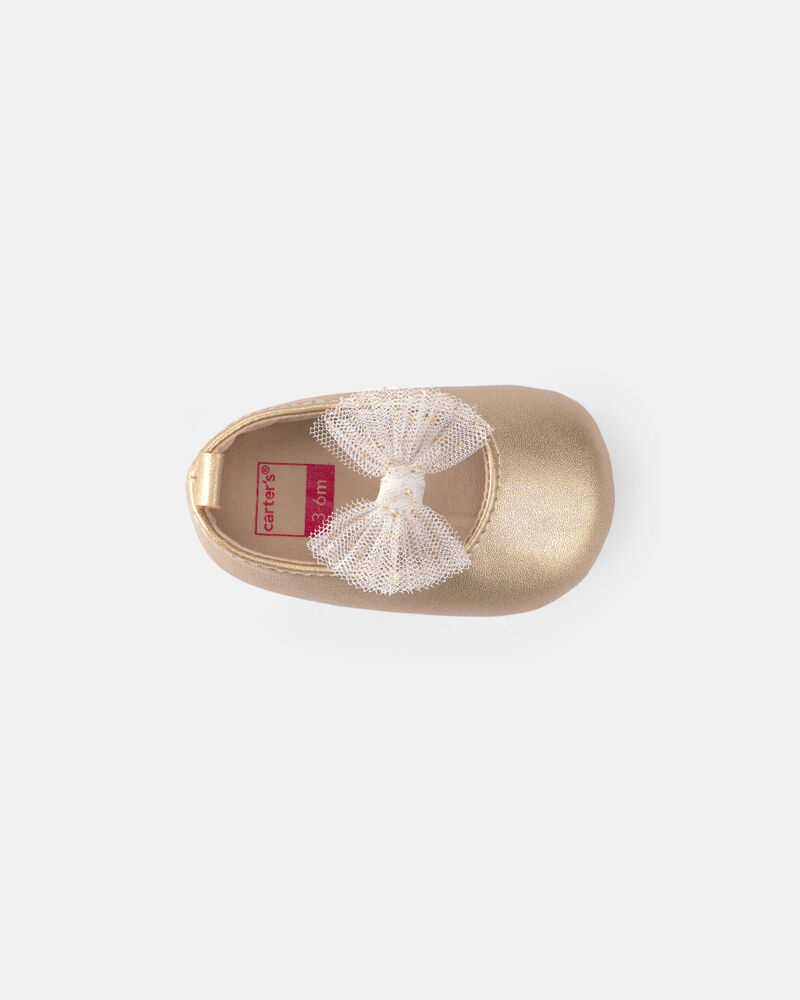 Baby Girl Metallic Bow Flats - Gold, image 4 of 6 slides
