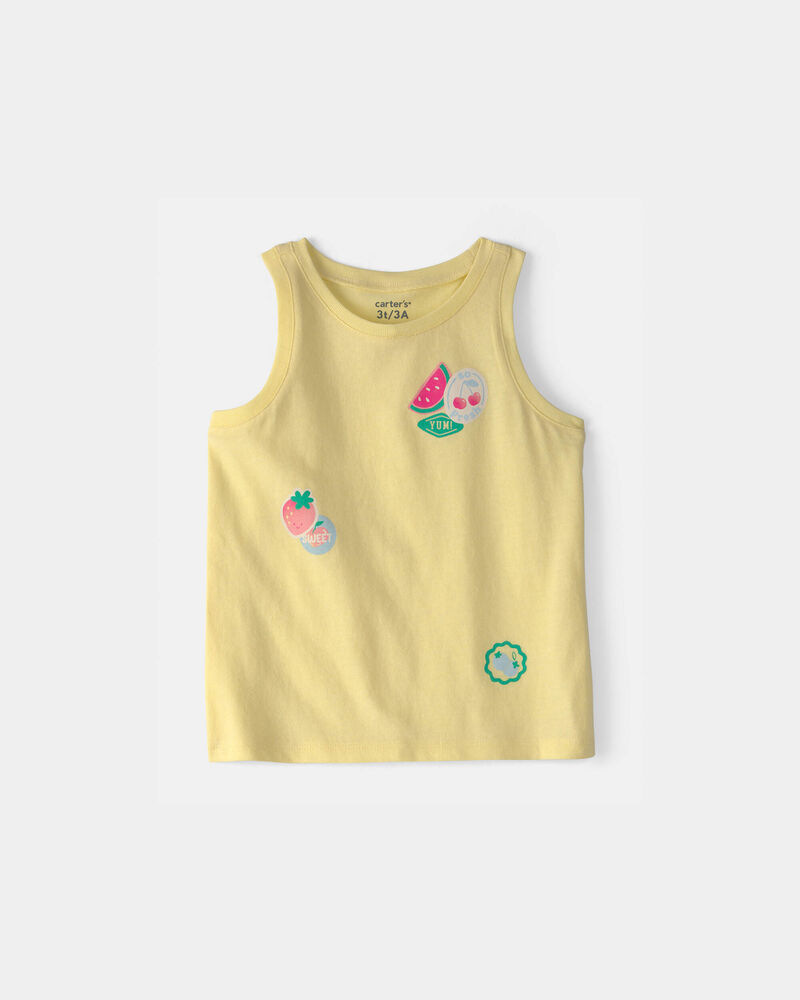 Tout-petit fille - D&eacute;bardeur &agrave; imprim&eacute; d&rsquo;autocollants de fruits - Jaune, image 1 sur 2 diapositives