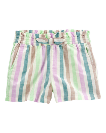 Toddler Striped Pull-On Linen Shorts, 