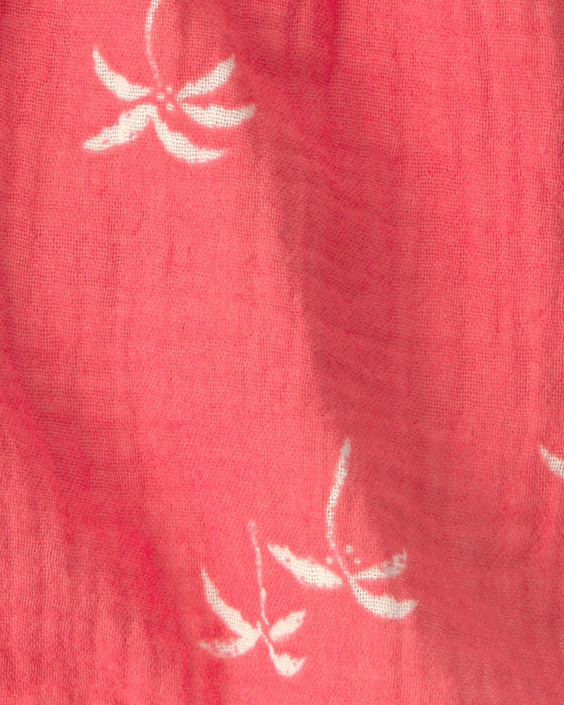Tout-petit fille - Short mode en gaze, palmiers tropicaux - Rouge, image 4 sur 4 diapositives