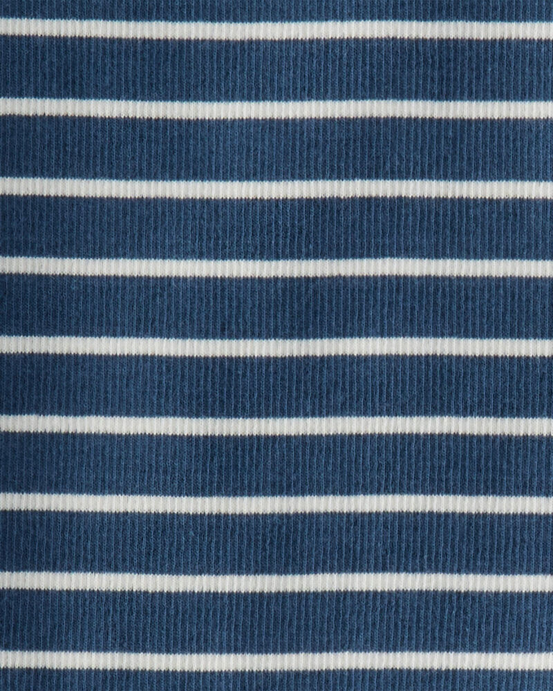 Jeune - Ensemble pyjama en coton biologique à rayures - Bleu, image 3 sur 4 diapositives