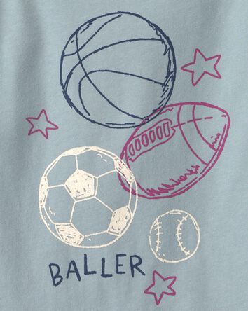 Tout-petit gar&ccedil;on - T-shirt manches longues &agrave; imprim&eacute; basketball &laquo;Baller&raquo; &ndash; Bleu, 