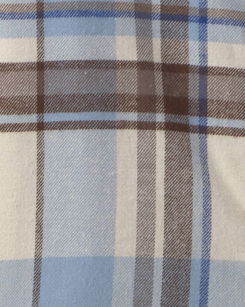 Boys Plaid Baggy Flannel Button-Down Shirt - Gray/Blue/Brown, 