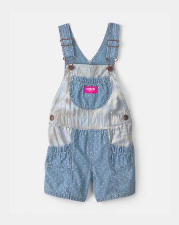 Toddler Hickory Stripe & Dots Shortall - Blue, 