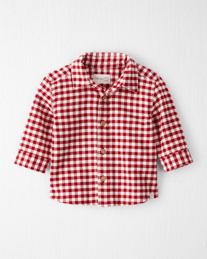 Baby Boy Organic Cotton Button-Front Flannel Shirt, image 1 of 5 slides
