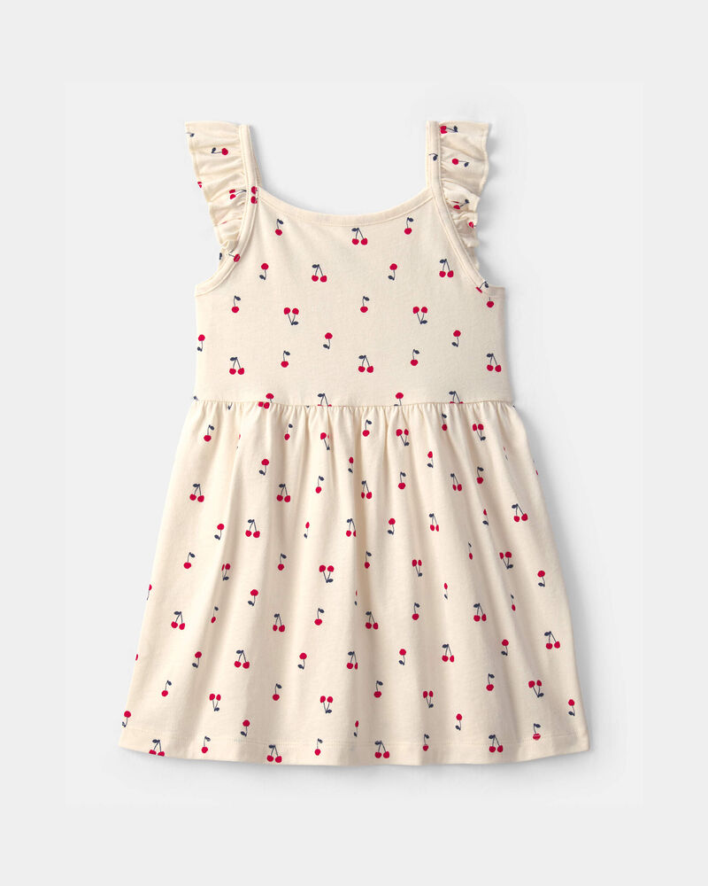 Toddler Girl Cherry Sleeveless Dress - Cream, image 1 of 4 slides